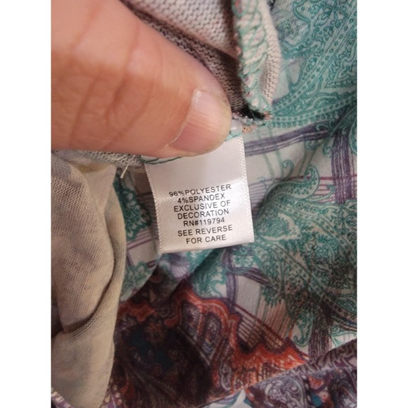 Unity World Wear Woman Top 1X Plus Paisley Boho Crochet Ladder Back 3/4 Sleeve - Picture 11 of 11